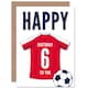 image 1 of Football Strip Kit White Red Jersey Age 6 Year Old Child Kids 6th Birthday Card