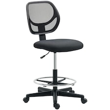 Vinsetto Draughtsman Chair Office Chair w/ Adjustable Footrest Ring, Black