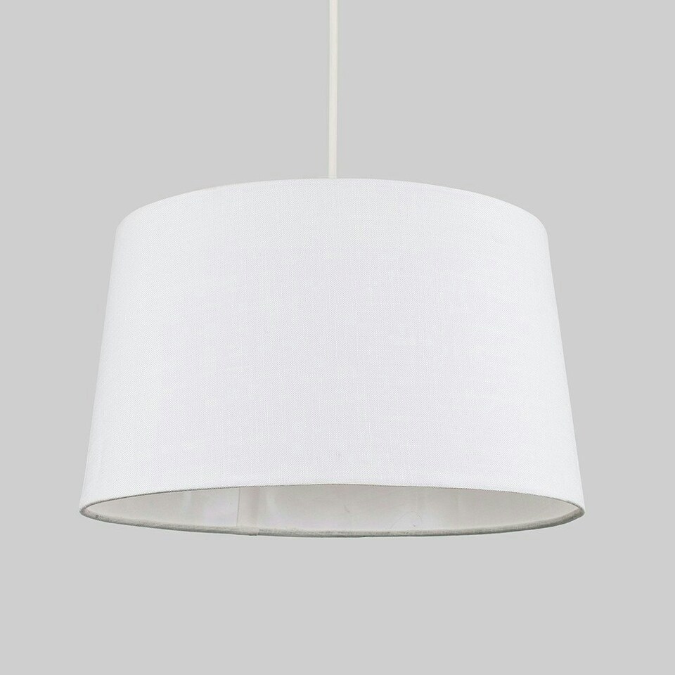 image 1 of ValueLights Modern Tapered White Faux Linen Ceiling Pendant Table Lamp Light Shade