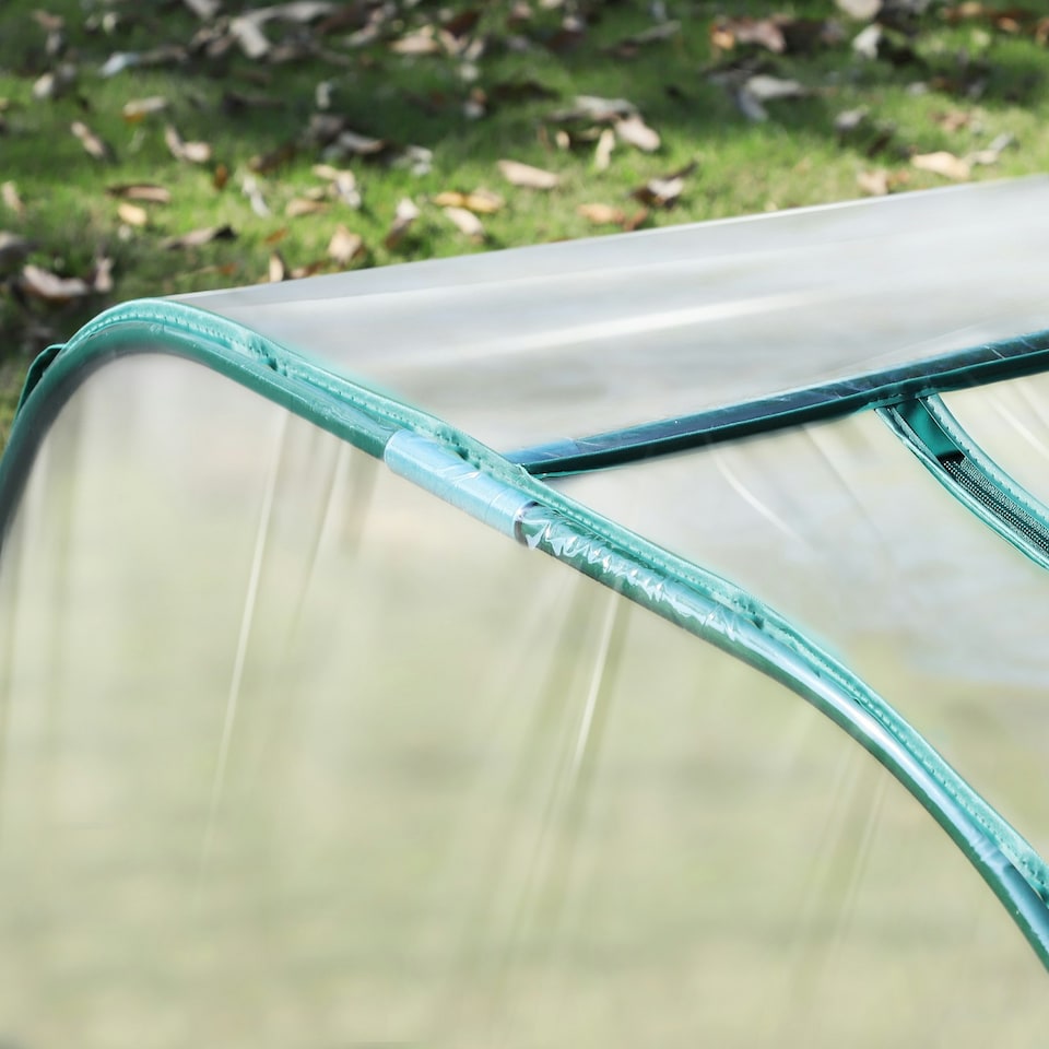 image 1 of Outsunny Tunnel Greenhouse Steel Frame for Garden w/ Zipper Doors