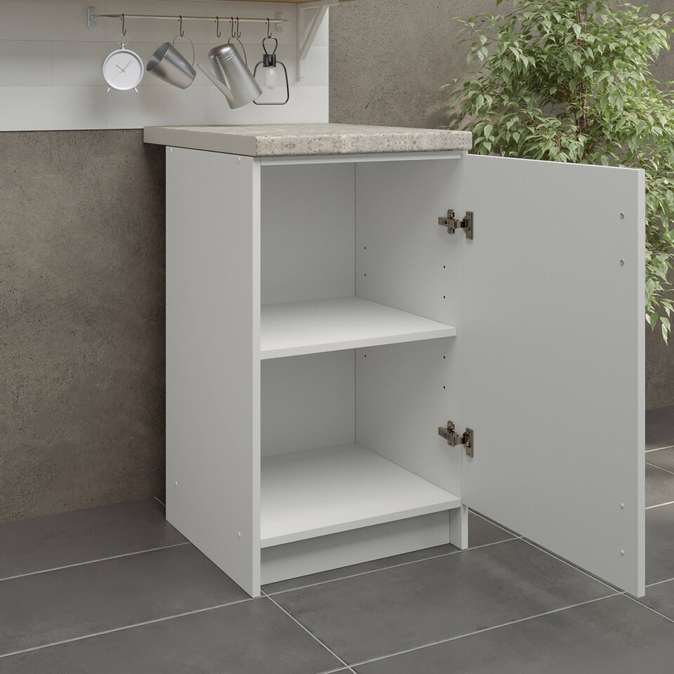 image 1 of JD Greta Kitchen Base Unit 500mm Storage Cabinet With Door Shelf 50cm White Matt with Worktop