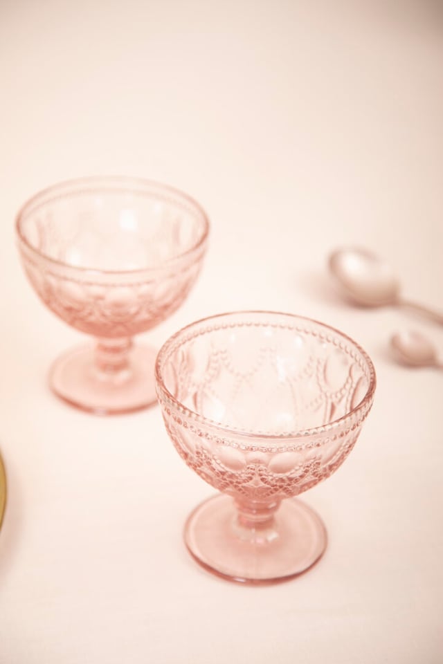image 1 of Fleur Set Of Two Pink Glass Sundae Dishes