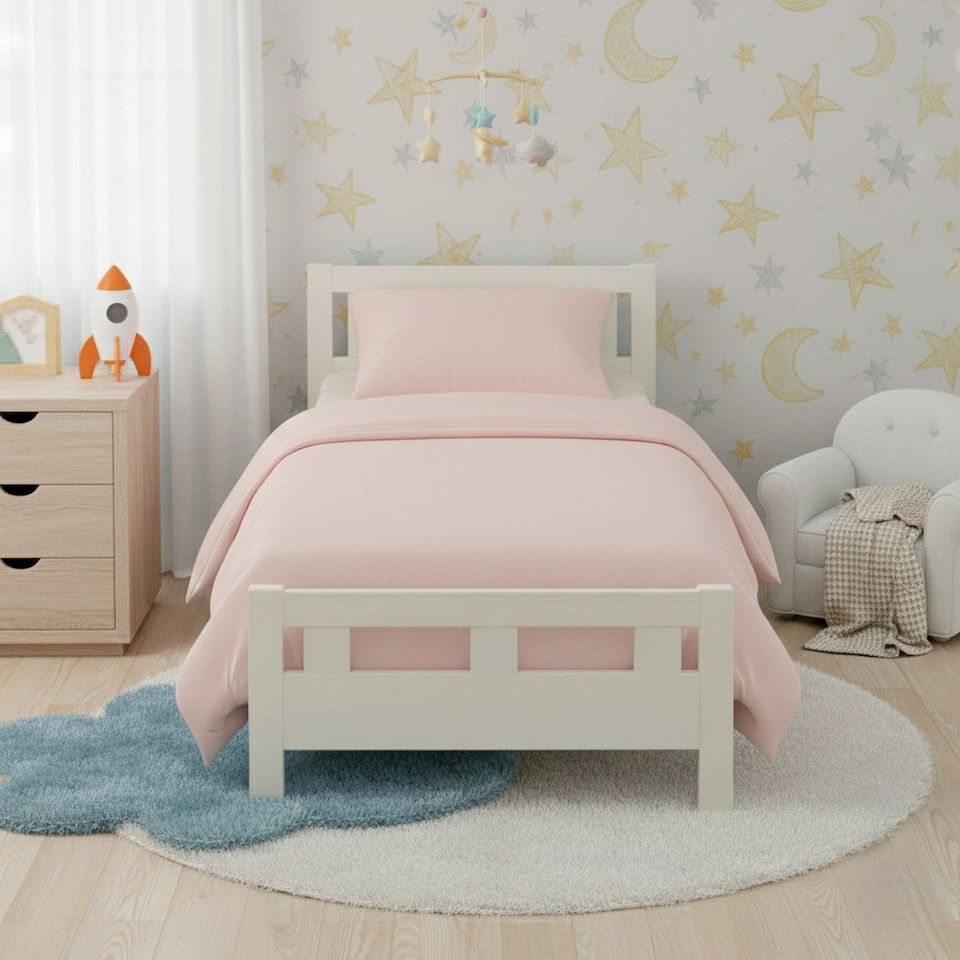 image 1 of Flannelette Cotton Cot Bed Duvet Cover Set Brushed Warm Bedding Set | Pink | Toddler