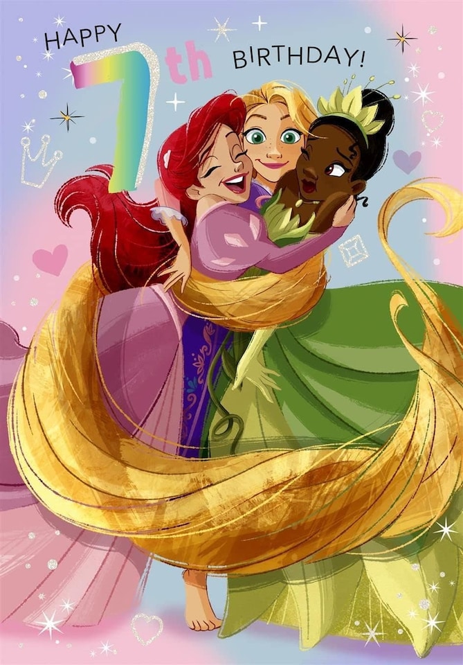 image 1 of Disney Princess Happy 7th Birthday! Card Activity Inside