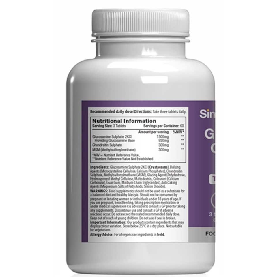 image 1 of Glucosamine 500mg, Chondroitin 100mg & MSM 100mg - 180 Tablets