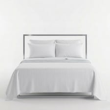Luxury Satin Stripe T250 Cotton Rich Soft Flat Sheet Bed Linen | White | Double