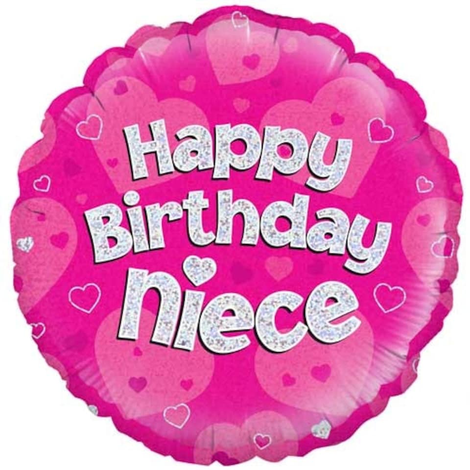 Happy Birthday Niece Holographic Round Foil Helium Balloon 46cm / 18 in