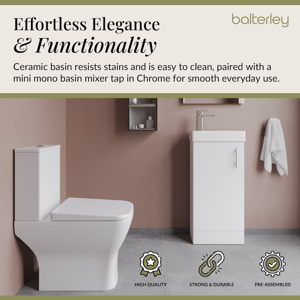 image 1 of Balterley Vanity Basin Unit, Tap, and Toilet Set | White | Gloss White | 781.0000 x 400.0000 x 222.0000mm