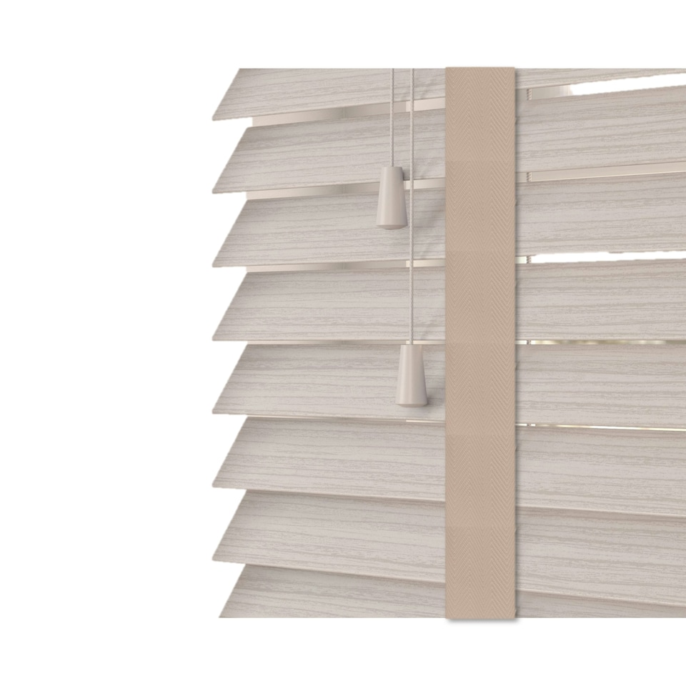 image 1 of 80cm Silver Birch Faux Wood Venetian Blinds with Tapes (120cm Drop) | Grey | Grey