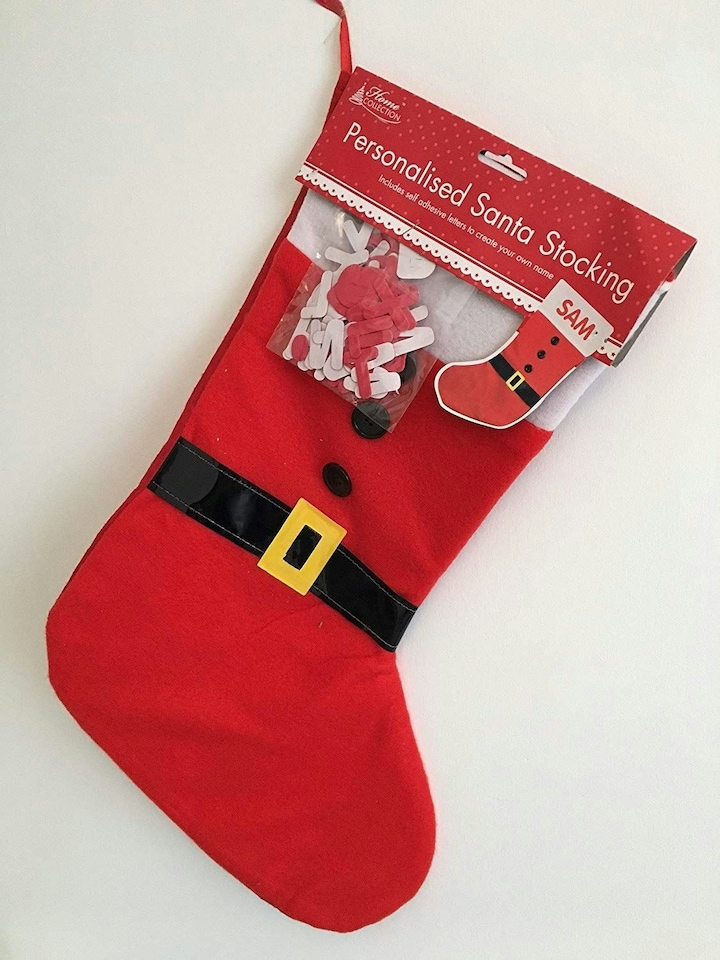 image 1 of Personalised Xmas Santa Stocking with Self Adhesive Letters