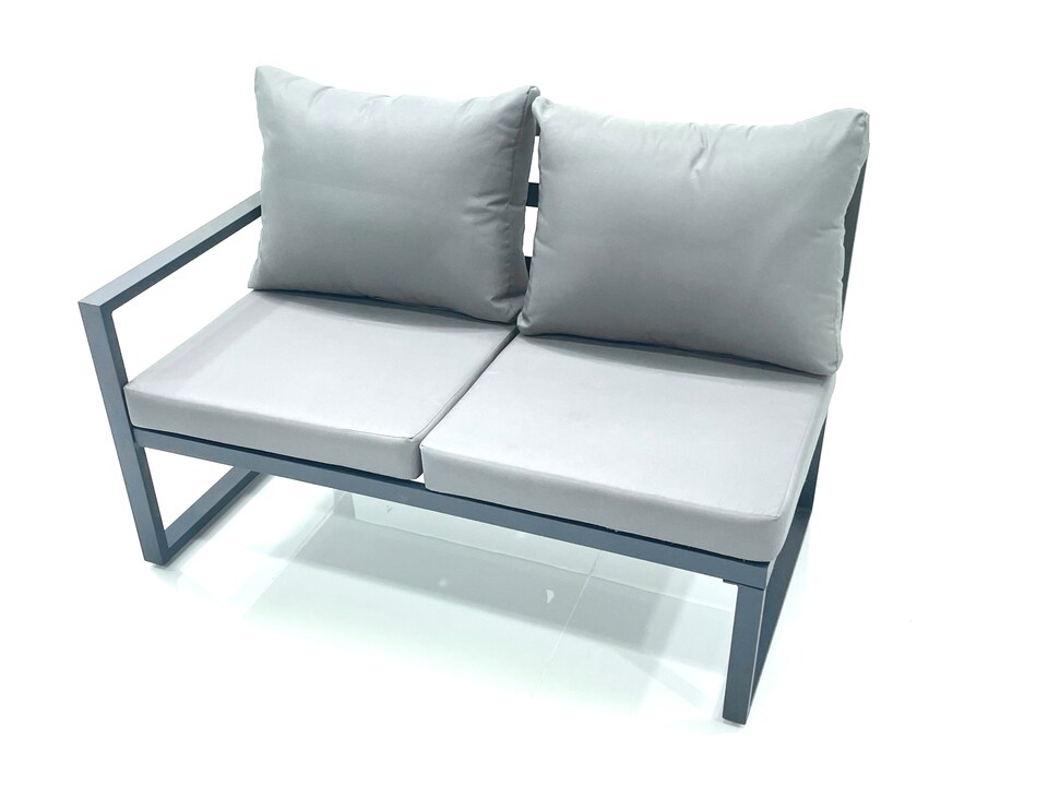 image 1 of Fimous 13 Seater Outdoor Aluminum Garden Furniture Set Corner Sofa 3 Chair 3 Footstools Adjustable Rising Lifting Dining Table Sets Dark Grey