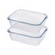 image 1 of Argon Tableware Optical Rectangular Glass Cake Dishes - 17cm x 12.5cm - Pack of 2 | Clear | Clear | 17cm x 12.5cm