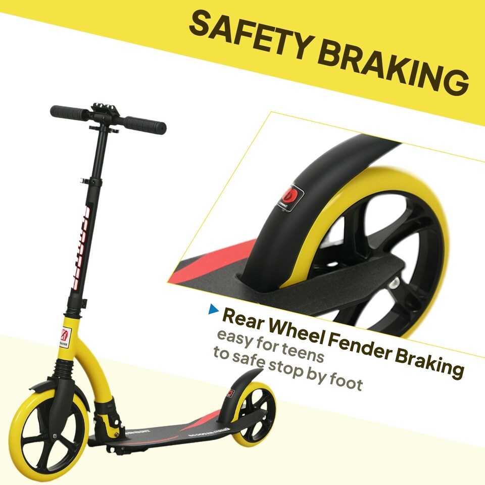 image 1 of HOMCOM Teens Adult Kick Scooter Foldable Adjust Aluminium For 14+ Yellow Yellow