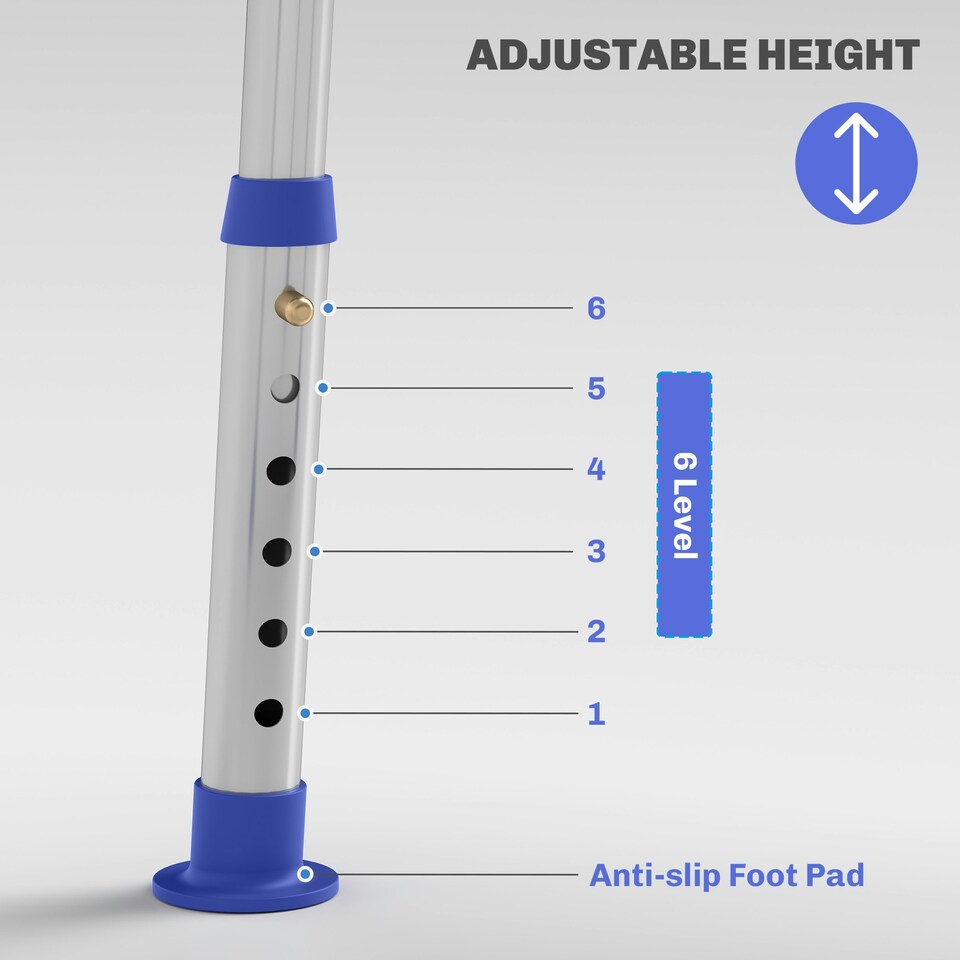 image 1 of HOMCOM Shower Stool for Elderly Disabled Adjustable Shower Stool Blue