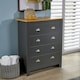 image 4 of Chest 4 Drawers Bedroom Furniture Oak Top Metal Handles Grey