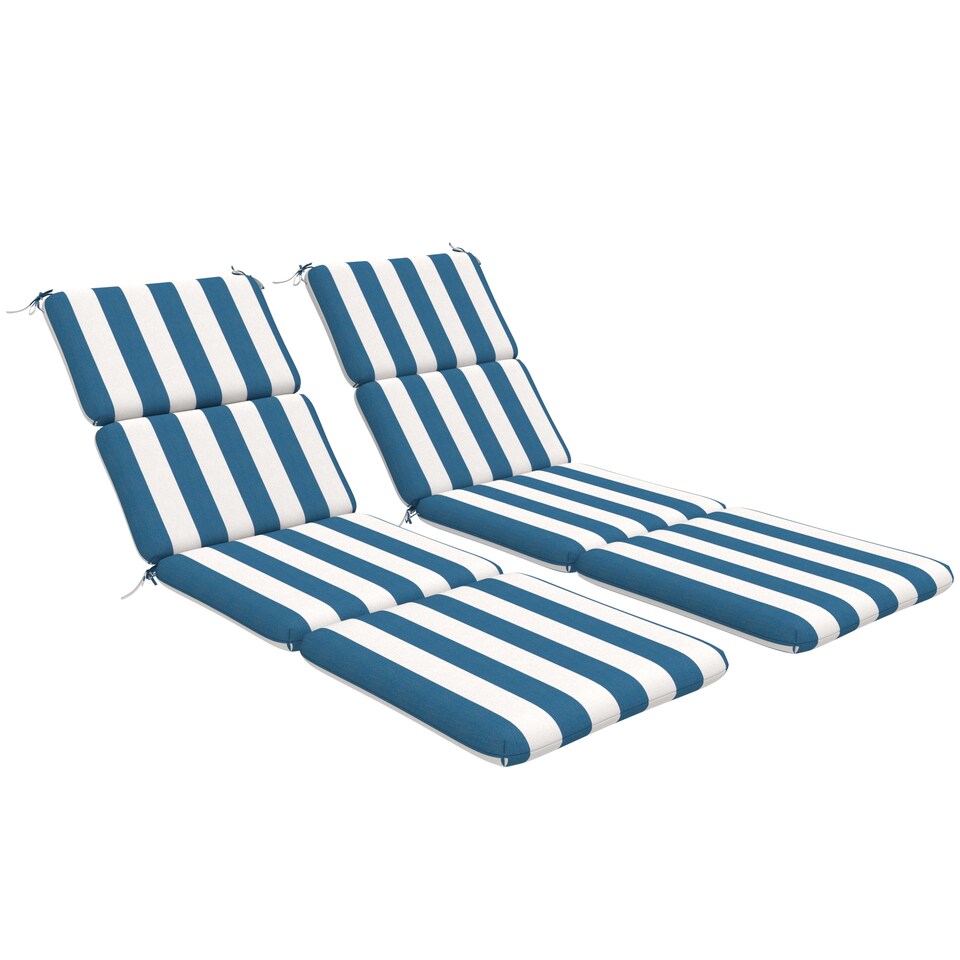 image 1 of Sunbrella Comfortable Rectangle Stripped Lounge Chair Cushion Pack of 2, back cushion 22.5 in W x 28 in H x 3 in D, Cabana Regatta