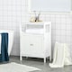 image 2 of kleankin Wooden Bathroom Floor Cabinet with Door Corner Storage Oragnizer White