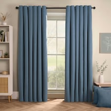 OHS Woven Textured Blackout Eyelet Curtains, 46x54" - Blue