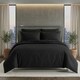 image 2 of Luxury Satin Stripe Duvet Cover Set T250 Cotton Rich Soft Bed Linen | Black | Double
