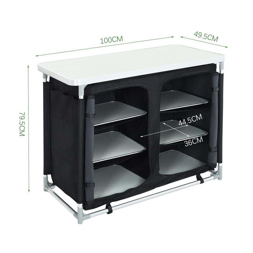 image 1 of Living and Home Camping Kitchen Table Portable Cabinet - Black