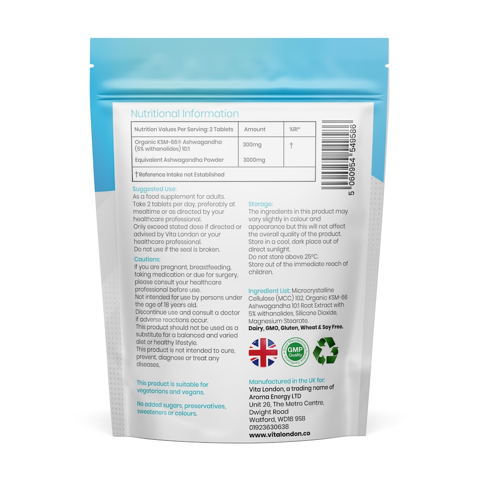 image 1 of Ashwagandha KSM 66 High Strength Tablets - Organic - 3000mg - 120 Tablets