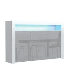 Sideboard 155cm Grey Gloss Doors White Matt Body Free LED Shelf White | Grey