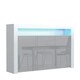 image 1 of Sideboard 155cm Grey Gloss Doors White Matt Body Free LED Shelf White | Grey