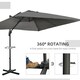 image 4 of Outsunny 2.7 x 2.7 m Cantilever Parasol Garden Umbrella w/ Cross Base Dark Grey