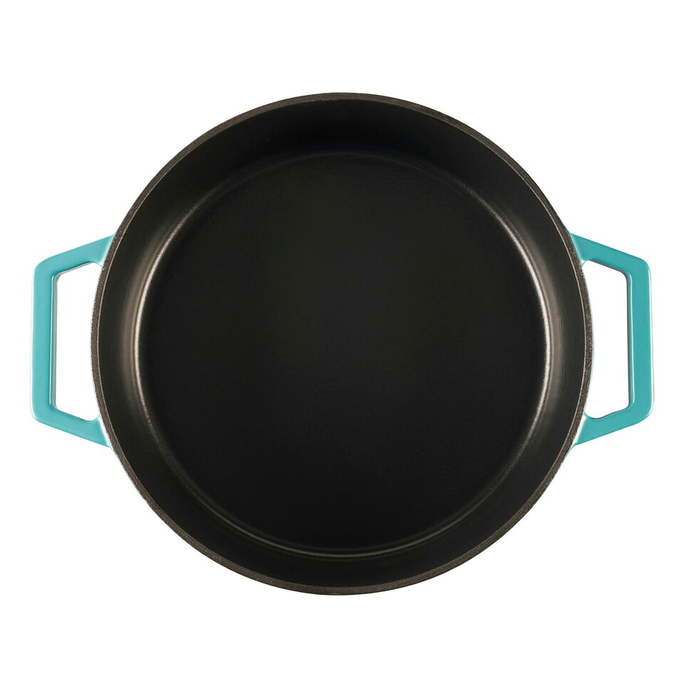 image 1 of Cooks Professional Cast Iron Casserole 28cm Shallow | 4.3L Capacity | Enamelled Inside & Out | Graduated Teal