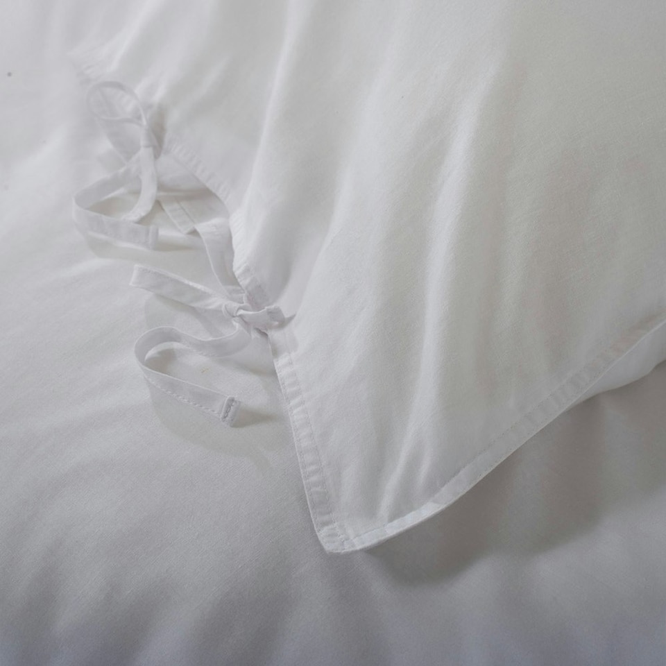 image 1 of 100% Washed Cotton Duvet Cover Set – Soft, Breathable & Textured with Tie Fastening Pink | Pink | Super King