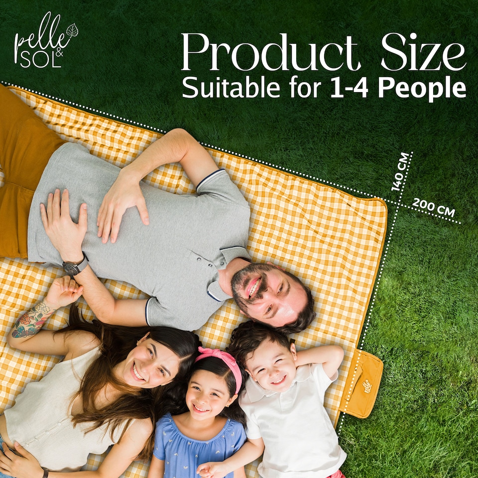image 1 of Pelle & Sol Yellow Picnic Blanket Waterproof 200x140cm