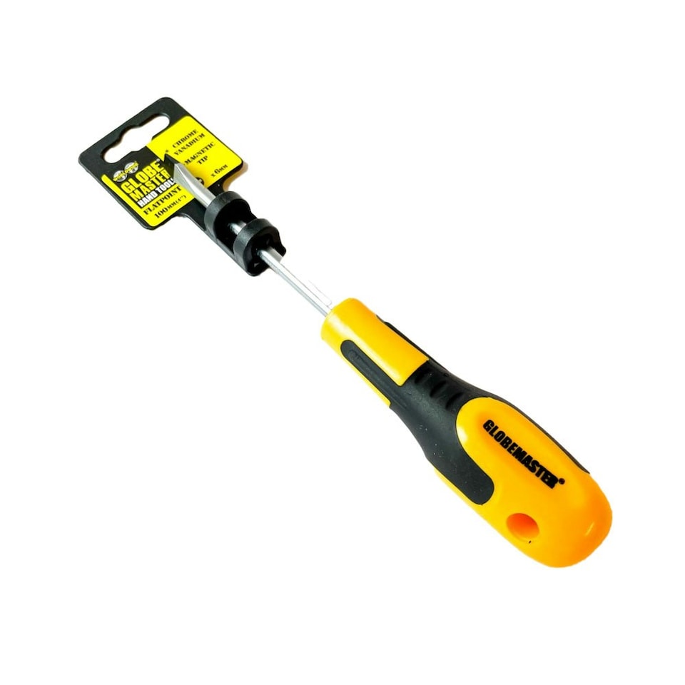 Globemaster Prof Flat Head Screwdriver - Yellow/Black - 100mm x 6mm