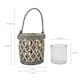 image 8 of JVL Luna Natural Willow Wood Lantern With Braided Rope Handle, Grey Wash