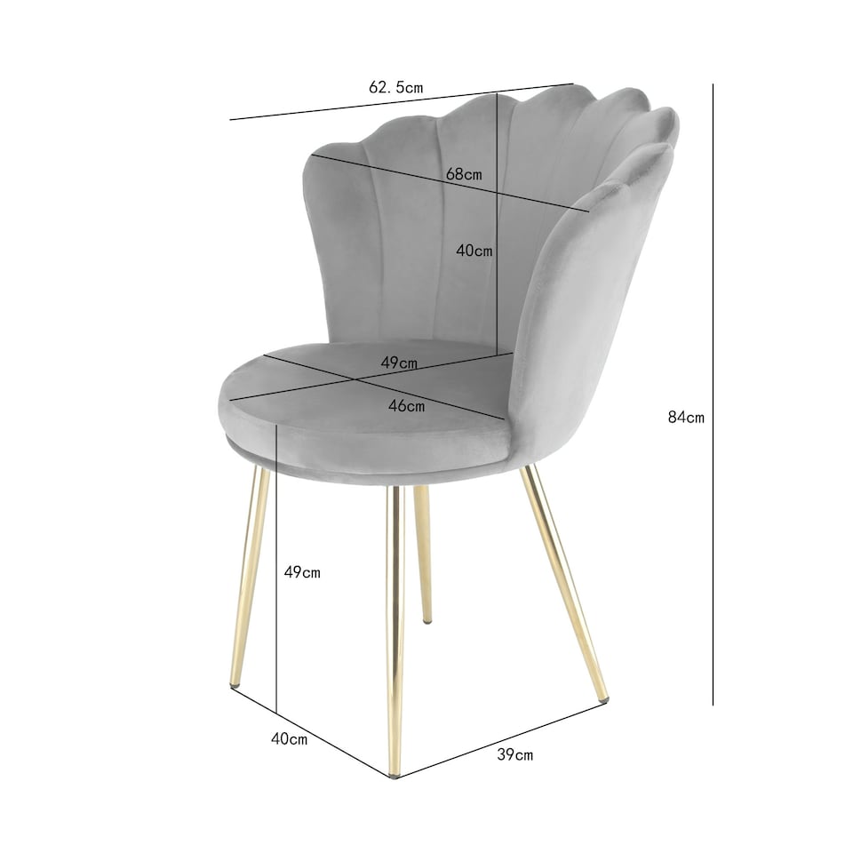 image 1 of FREYA Petal Chair Velvet Upholstered Fabric - Grey Grey