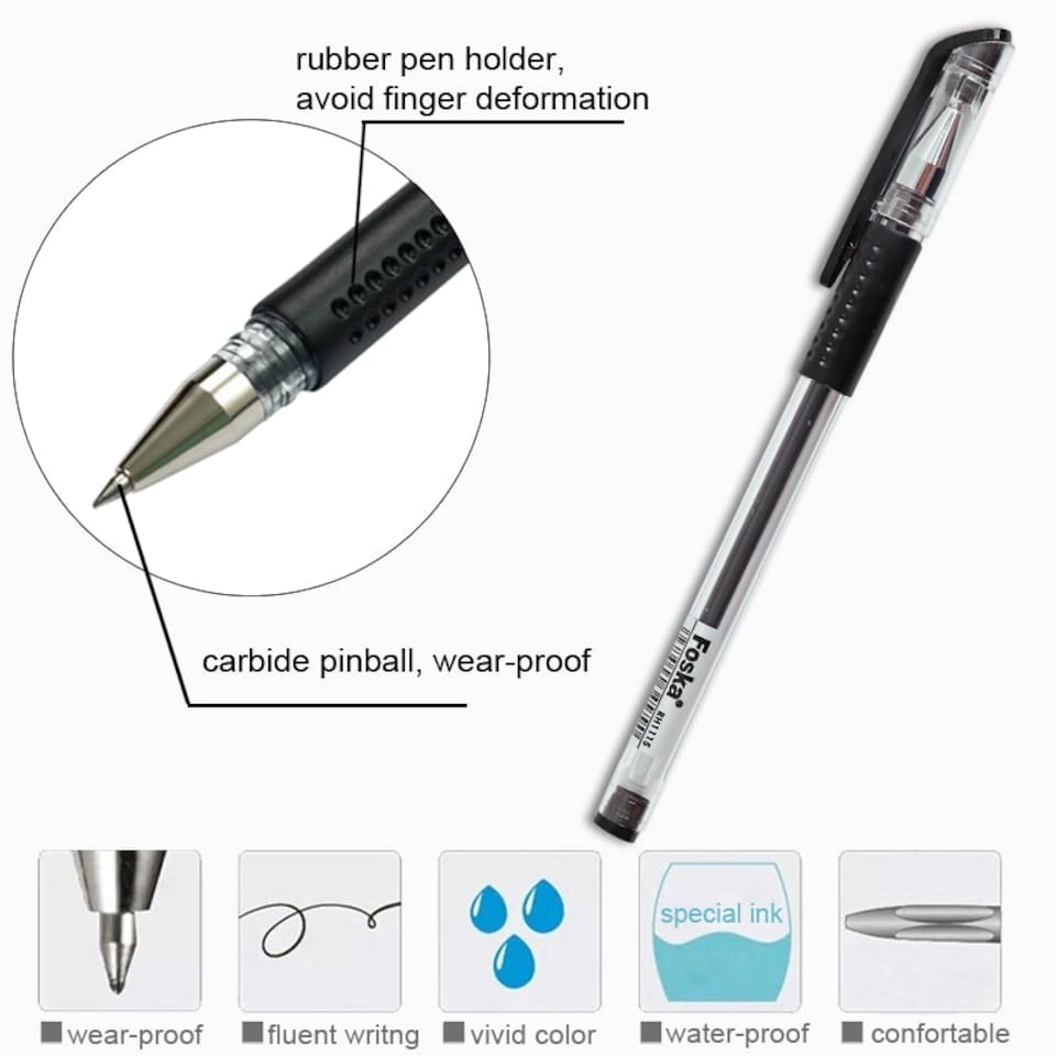 image 1 of Pack of 12 Rubber Grip Blue Gel Pens 0.5mm