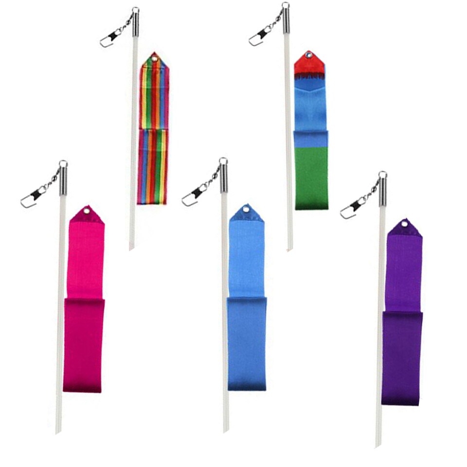 image 1 of 5 Assorted Colours Rhythmic Gymnastics Ribbon Wand, Dance Streamer Baton
