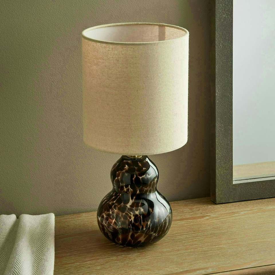 image 1 of Maura Brown Tortoise Glass Table Lamp Brown