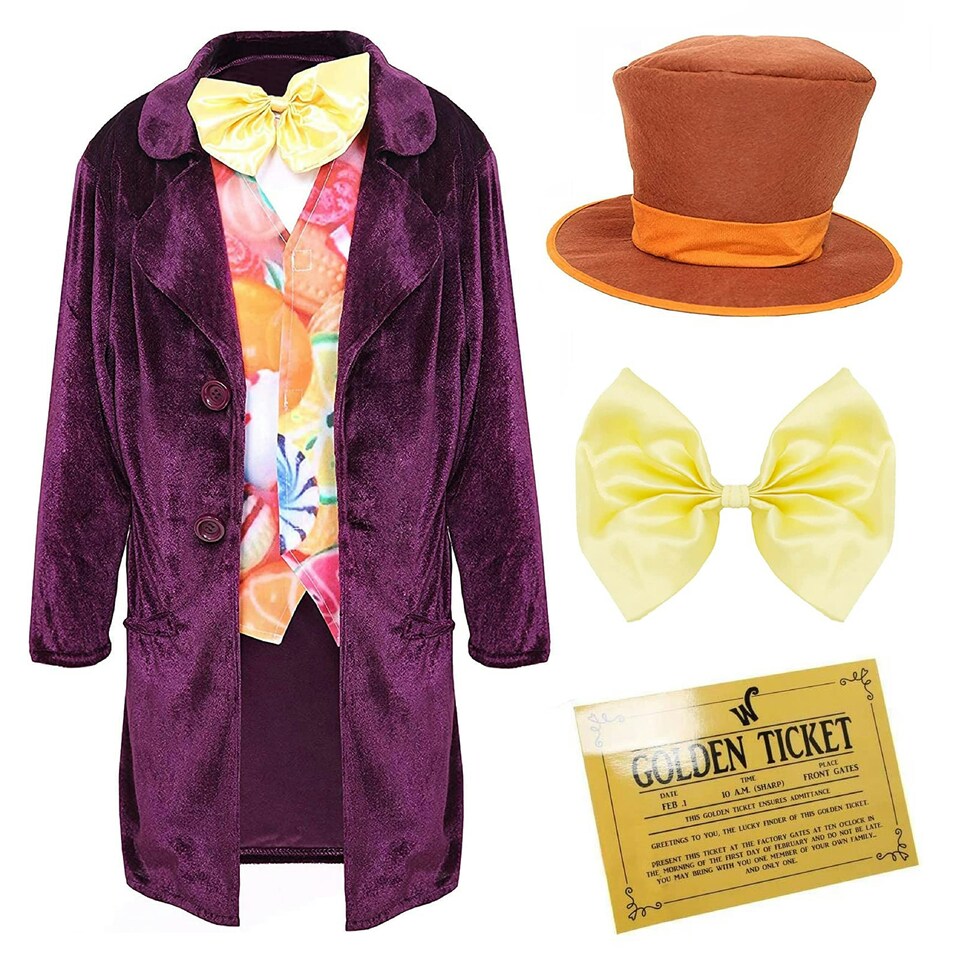 image 1 of Factory Boss Costume & Golden Ticket Purple | XS