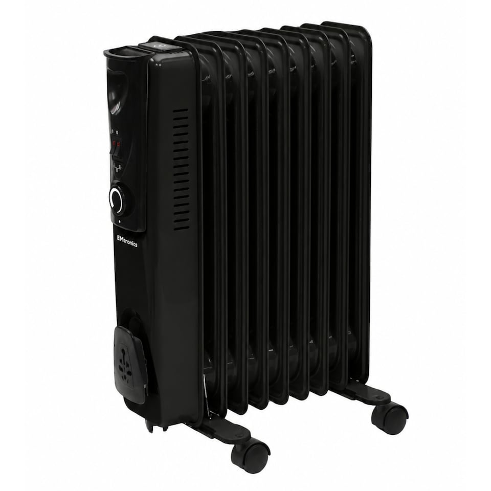 image 1 of EMtronics 9 Fin Oil Filled Heater Radiator - Black