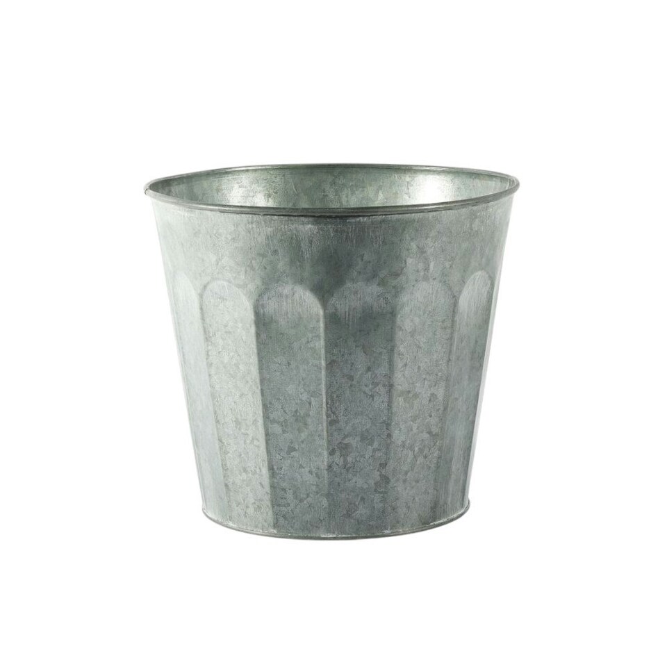 image 1 of White Wash Embossed Zinc Planter (H18 x W20cm) Silver