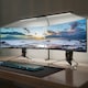 image 1 of HOMCOM Double Head Table Lamp with 3 Colour Modes & 10 Dimmable, Black | Black | 61W x 5.5D x 64H cm