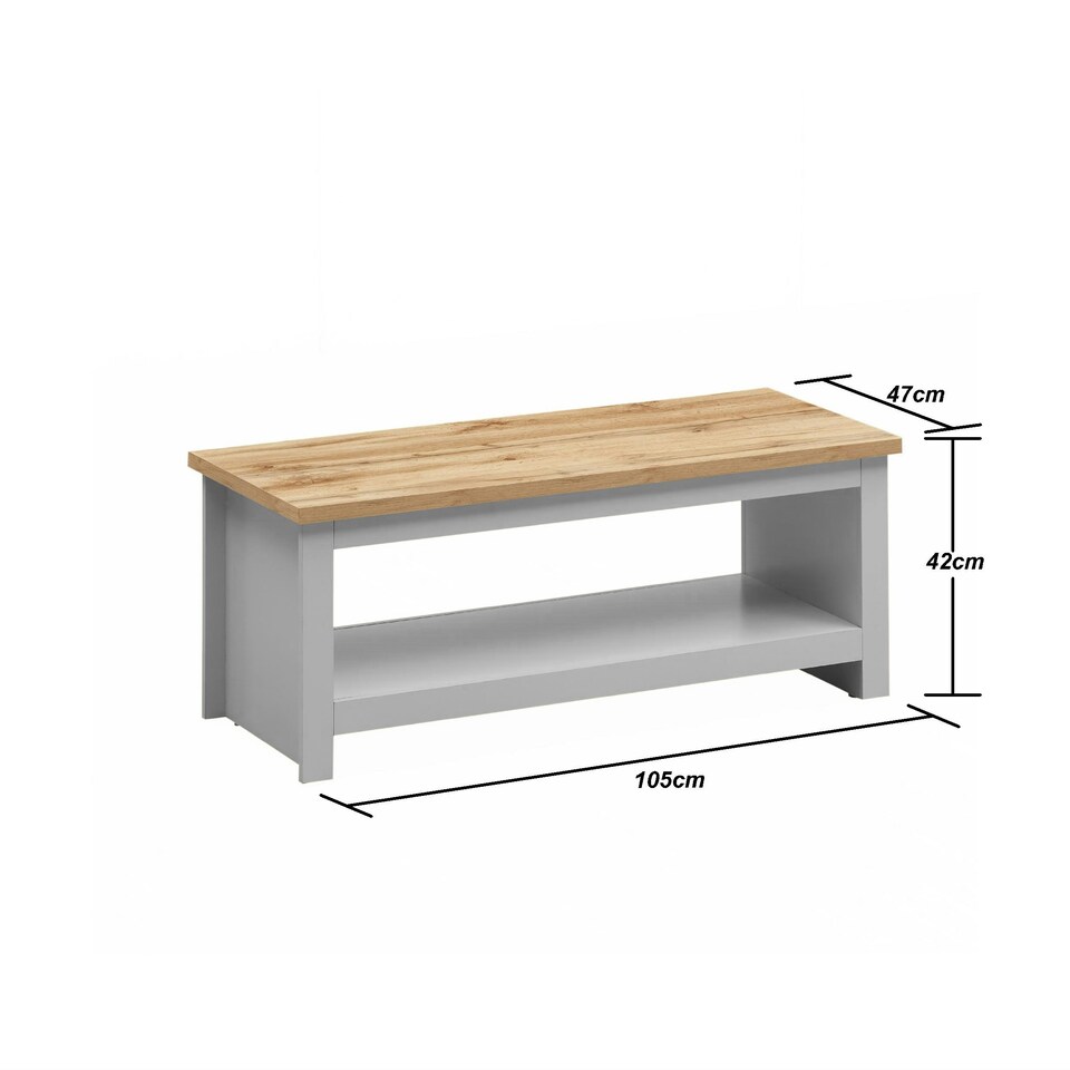image 1 of Lisbon Grey and Oak Coffee Table With Open Shelf Storage