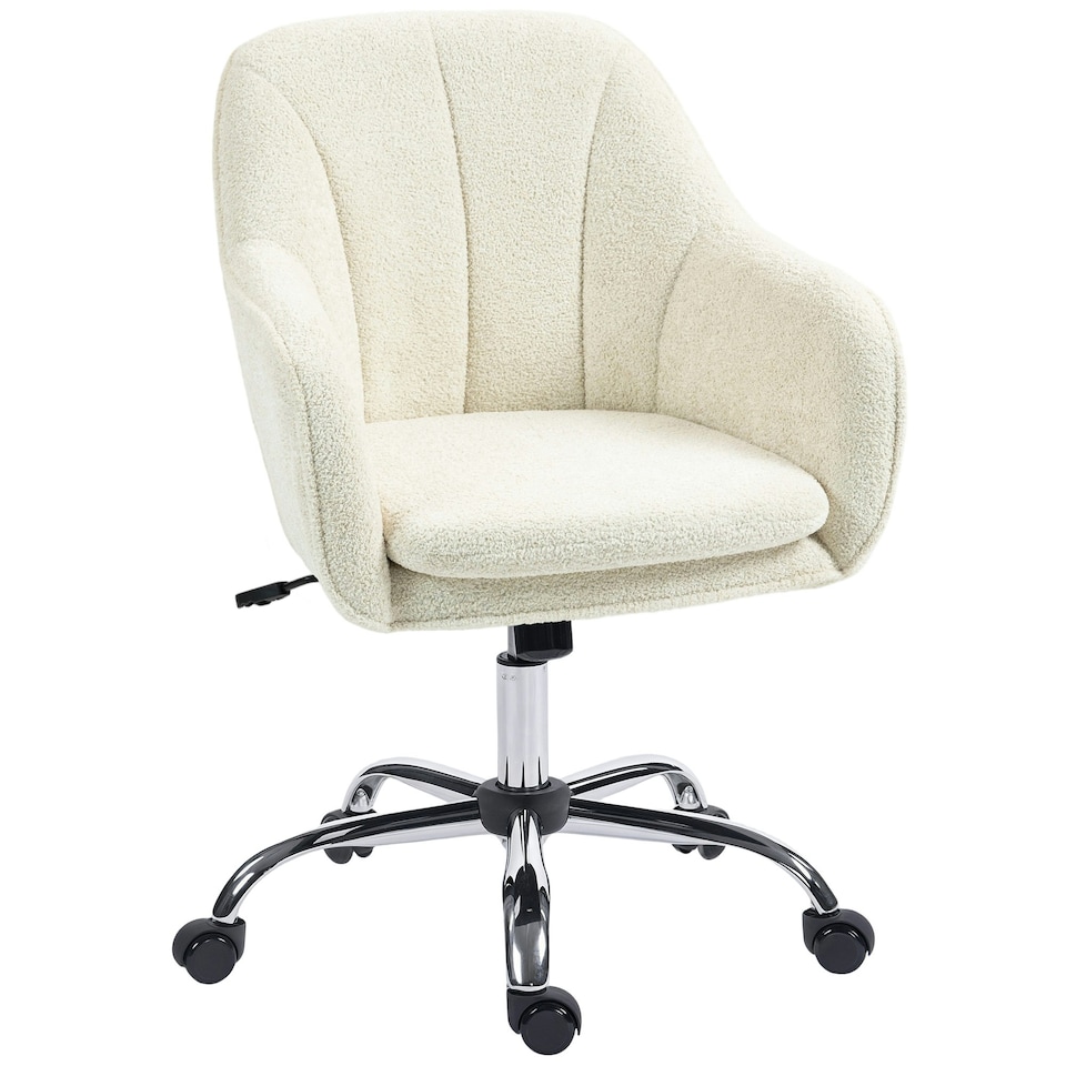 image 1 of HOMCOM Modern Velvet Office Desk Chair for Bedroom, Living Room, Beige | Multi