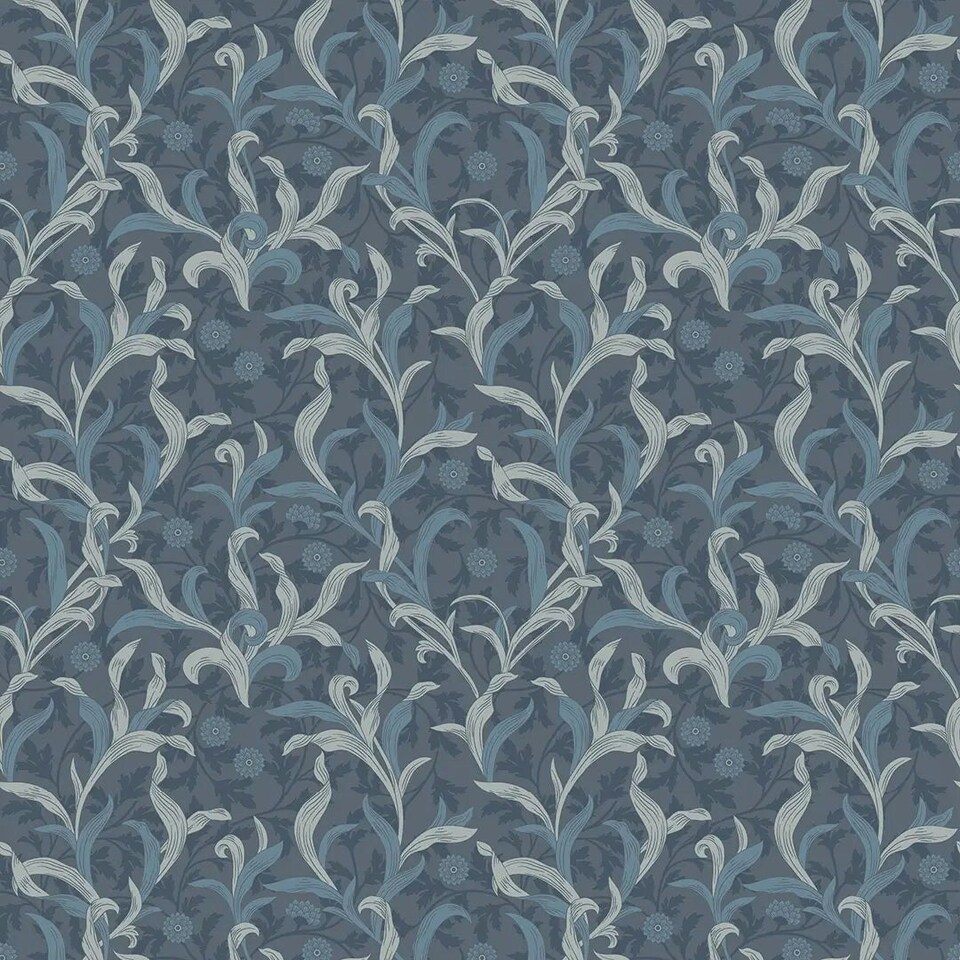 Sample of Antique Leaf Wallpaper in Navy Multi