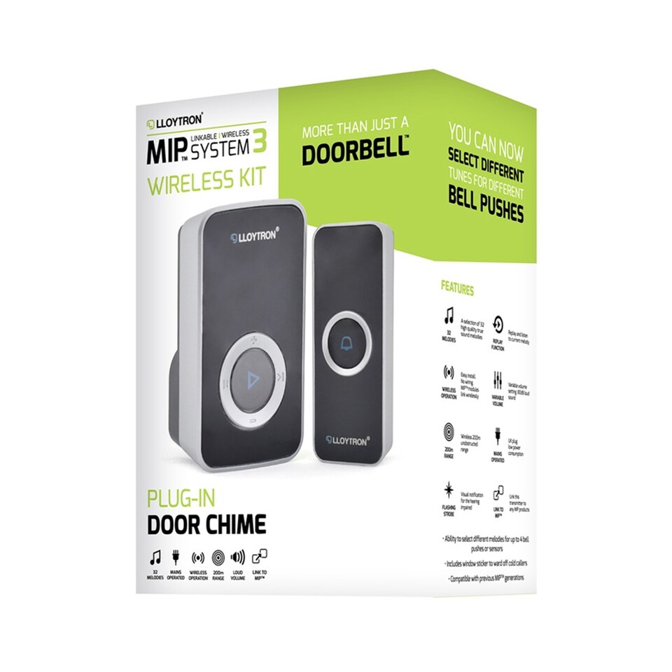 image 1 of Lloytron Plug-in Wireless Doorbell (UK Plug) | Black | Black | One Size | 1