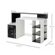 image 3 of HOMCOM Computer Desk with Drawers and Storage Shelves, Office Desk Writing Table with Printer Stand, Large Workstation for Study Play Work Home Office, 137 x 55 x 92cm, Black and White