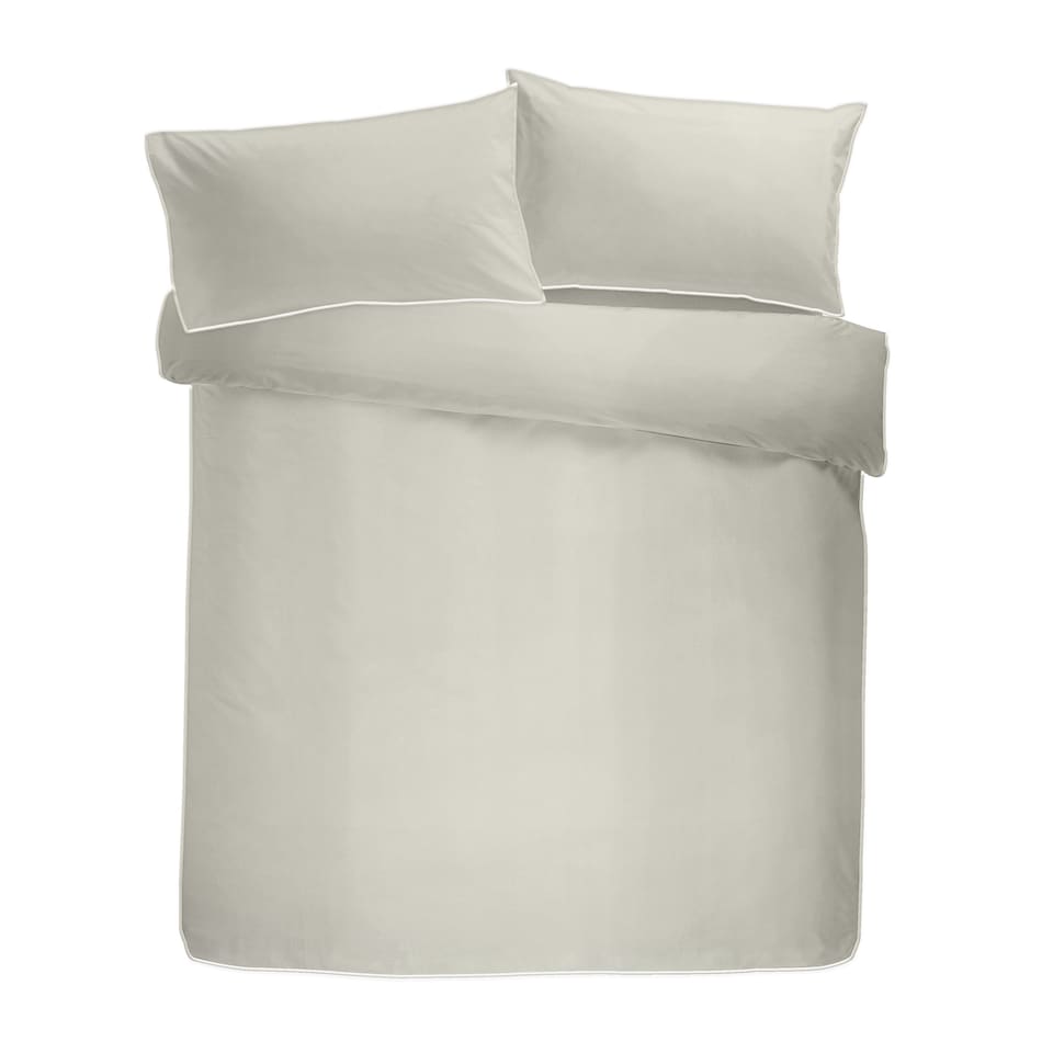 image 1 of Appletree 200TC Plain Dye Duvet Cover Set Silver with White Piping