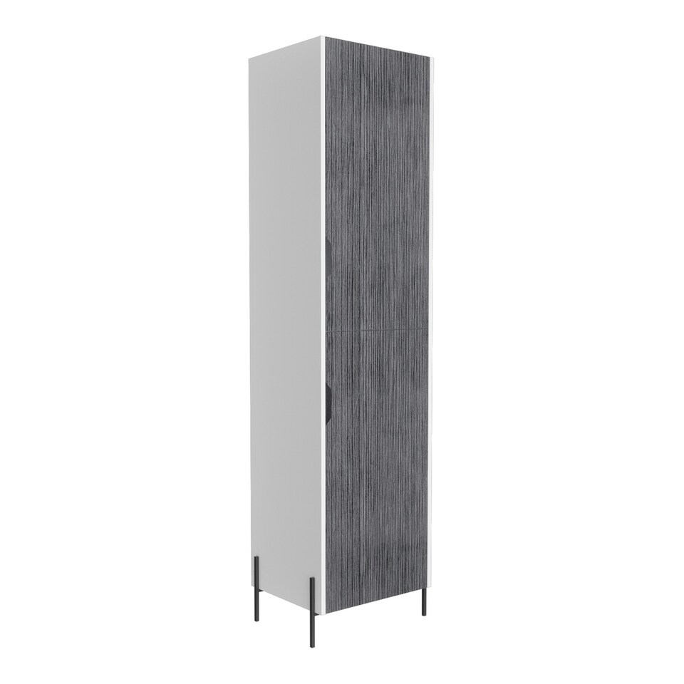 image 1 of Core Products Dallas Tall Storage Cabinet - White & Carbon Grey Oak Effect, H170.0cm x W44.9cm x D35.5cm White
