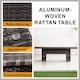 image 5 of Direct Wicker Outdoor Garden Rattan Rising Table with 5mm Clear Tempered Glass Top, Aluminium Frame for Patio, Balcony | Brown