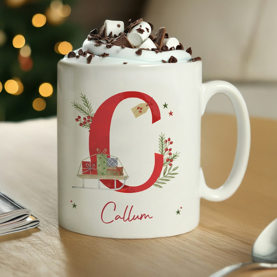 image 1 of Personalised Christmas Initial Mug